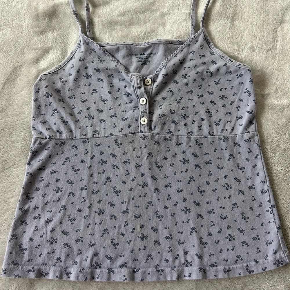 Brandy Melville button up purple floral cami tank top
